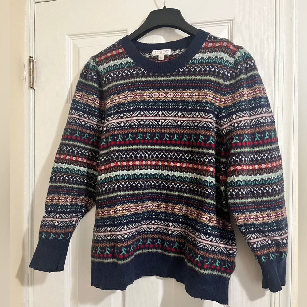 J. Crew Women’s Festive Fair isle Crewneck Sweater